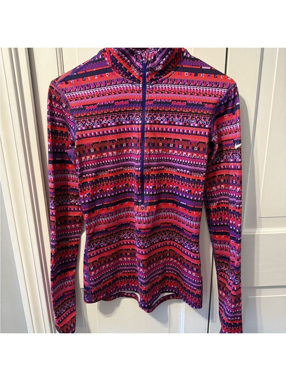 Nike Pro Dri-FIT Patterned Training Top - Pink, Red & Purple - Picture 1 of 6
